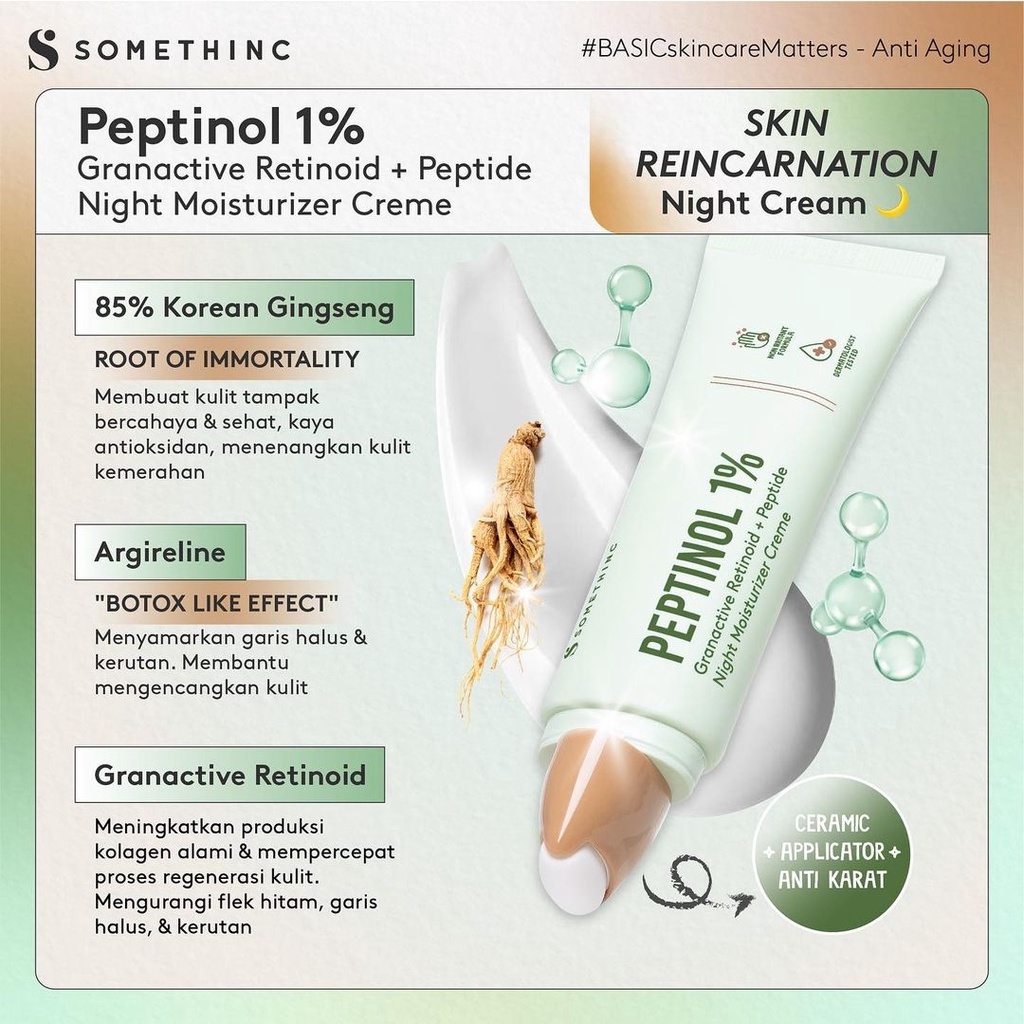 ❤ MEMEY ❤ SOMETHINC Peptinol 1% Retinoid Night | SOS Bakuchiol Rich Silk Moisturizer Creme