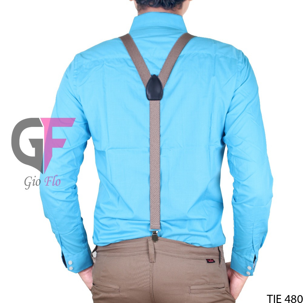 GIOFLO Dasi Suspender Aksesoris Fashion Keren Pria Dark Brown / TIE 480