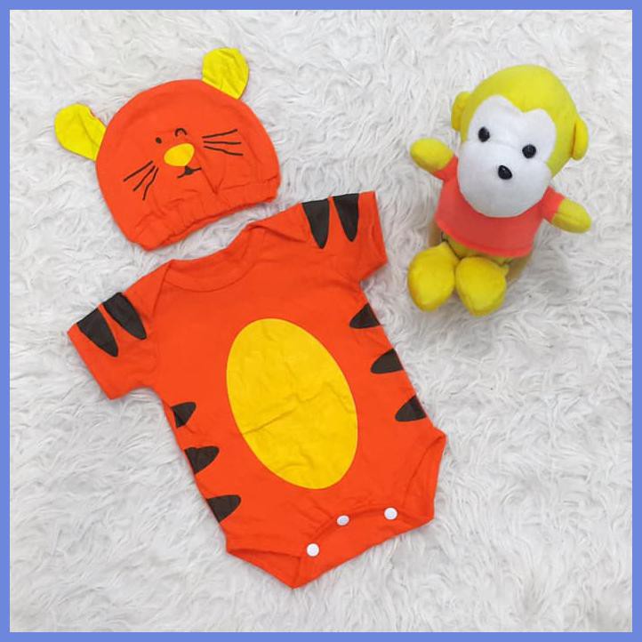 JUMPER HEWAN BABY COSTUME KOSTUM BAYI SET TOPI LUCU