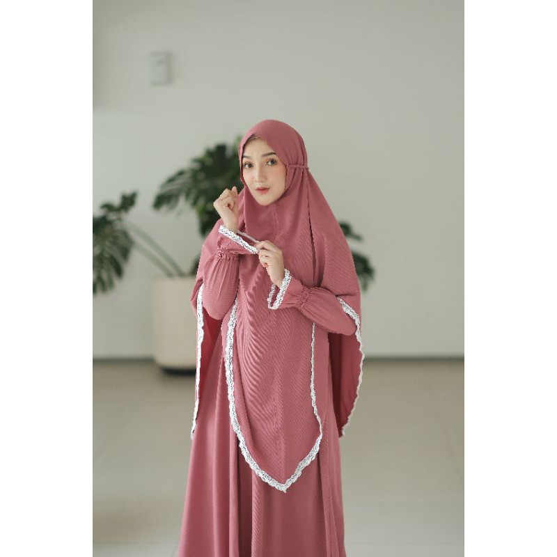 SYAR'I RAINBOW DUSTY PINK / Gamis Lebaran / Gamis Set / Gamis syari