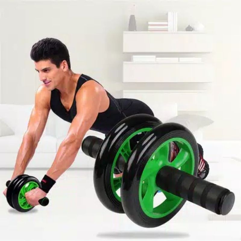 AB WHEEL/AB ROLLER/DOUBLE WHEEL/ALAT SIT UP/ALAT GYM 1601 BONUS MATRAS ALAT PEMBAKAR LEMAK