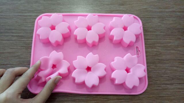 Cj Cetakan  Silikon Kue Puding Sakura 6 Cavity