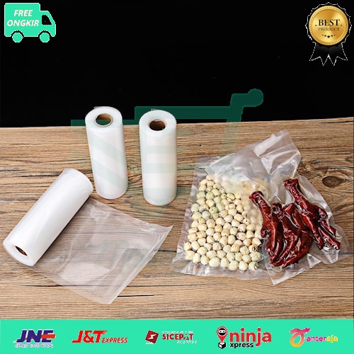 plastik vakum makanan polos embos sealer roll praktis