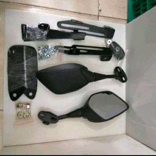 Paket kaca spion nmax karbon pendek plus breket serpo