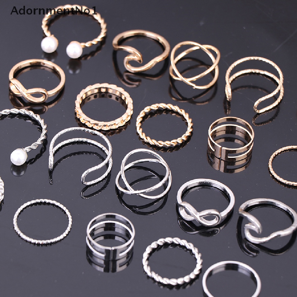 (AdornmentNo1) 10pcs / set Cincin Wanita Aneka Desain Untuk Hadiah