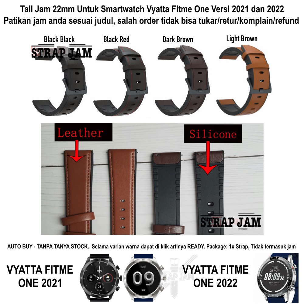 Tali Jam Tangan 22mm Strap Vyatta Fitme One 2021 2022 - Hybrid Rubber Metal Black Buckle