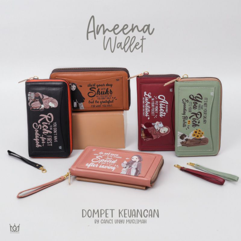 DOMPET KEUANGAN AMEENA WALLET / DOMPET WANITA / DOMPET KARTU ORI GANCI UNYU MUSLIMAH
