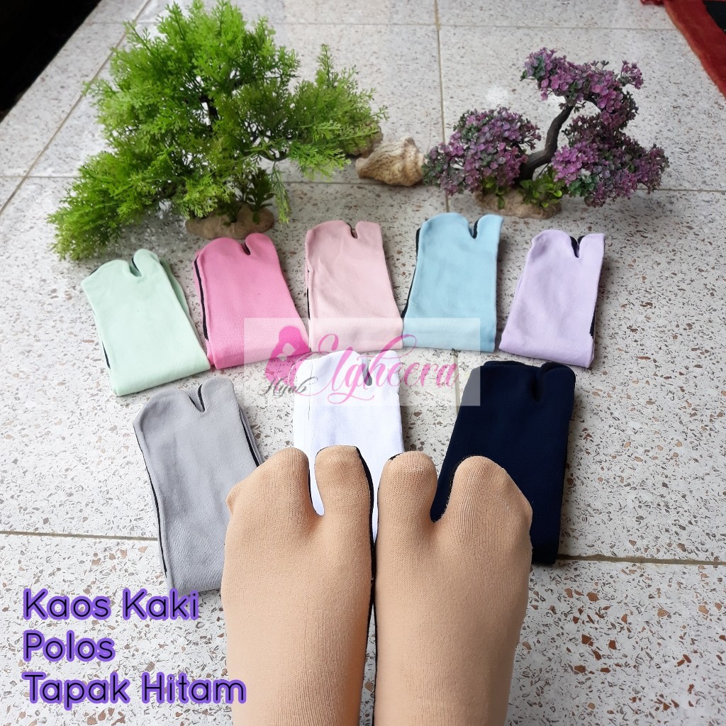 [DEASTORE] KAOS KAKI POLOS TAPAK HITAM - KAOS KAKI JEMPOL POLOS - Bahan spandex nilon panjang 35 cm