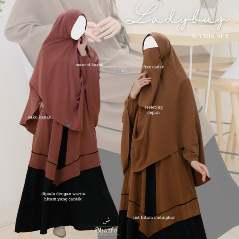 gamis set khimar ladybug by shazfa