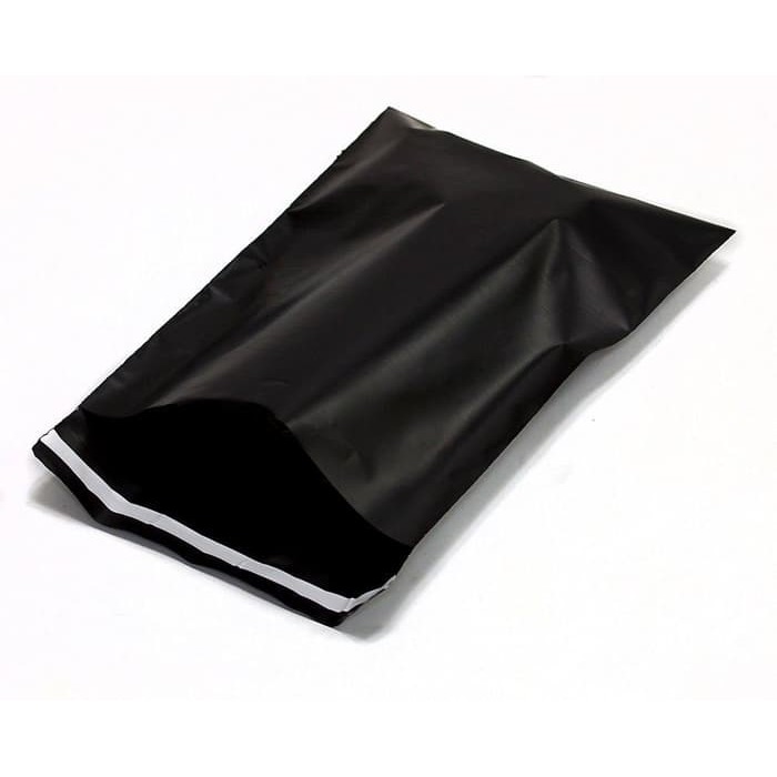 Polymailer 17x30cm Plastik Paket dengan Perekat anti sobek waterproof -hitam Glosy