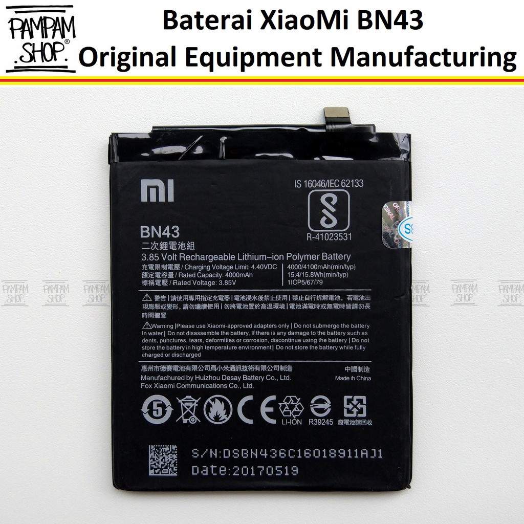 Baterai XiaoMi BN43 Redmi Note 4 4X BN 43 Original OEM Xiao Mi Batre Batrai Battery HP Snapdragon Snap Dragon