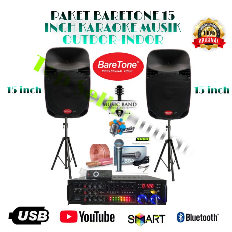 Jual GROSIR PAKET SPEAKER BARETONE OUTDOR-INDOR 15 INCH AMPLIFIER