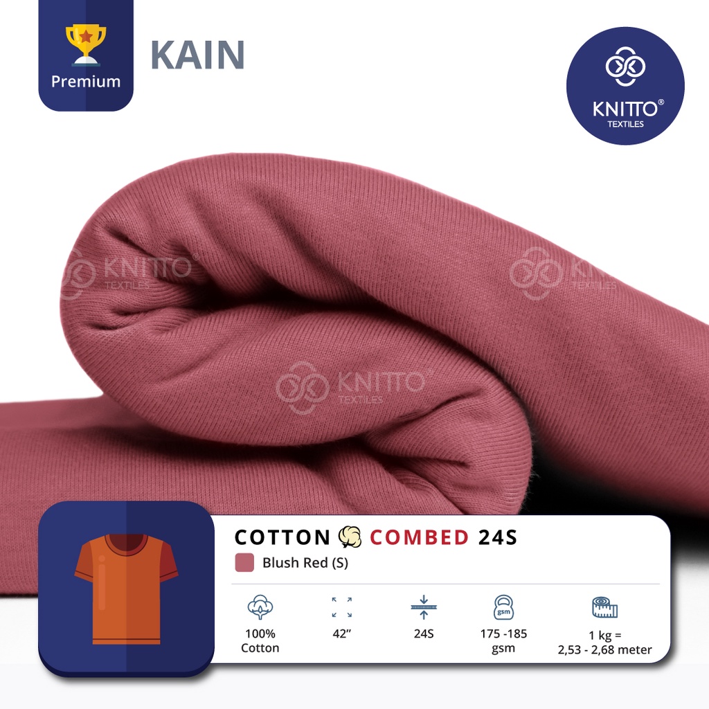 KAIN KAOS COTTON COMBED 24S BLUSH RED ( BAHAN KAOS ) - KNITTO