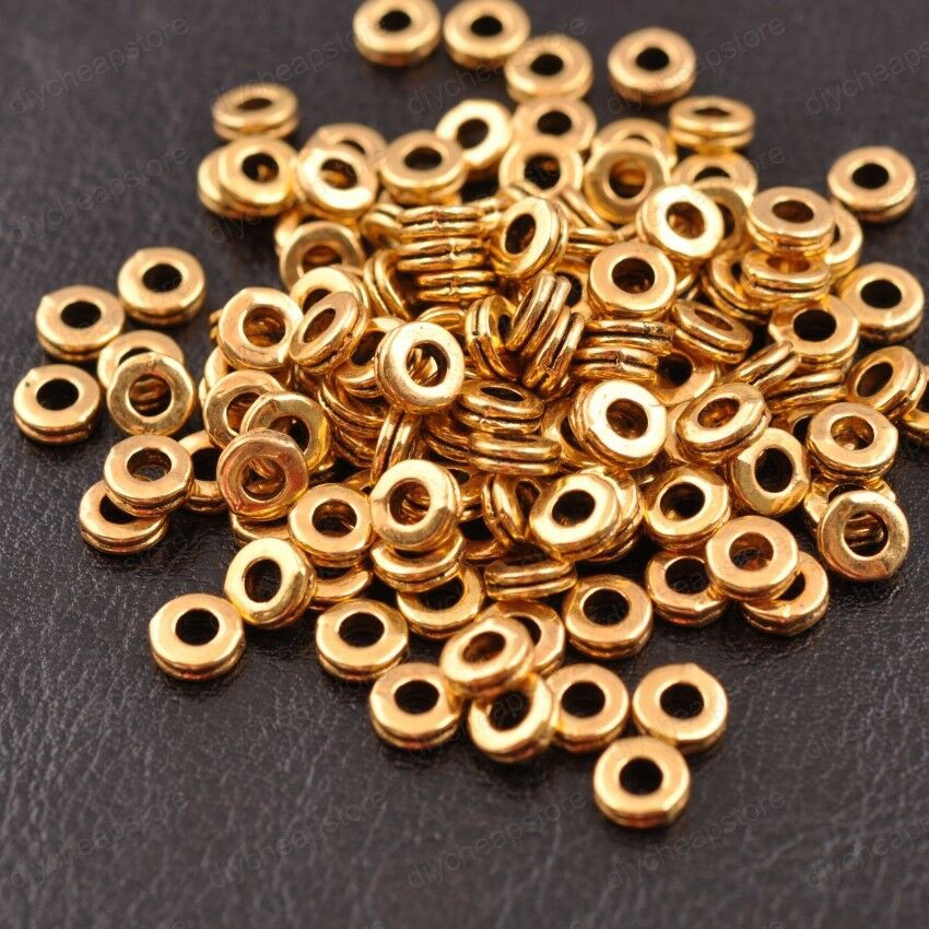 100Pcs Manik Spacer Cincin Silver Tibetan 6Mm Kraft Perhiasan DIY