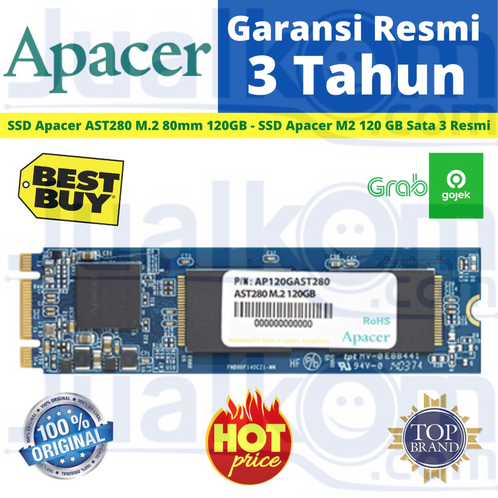 SSD Apacer AST280 M.2 80mm 120GB - SSD Apacer M2 120 GB Sata 3 Resmi