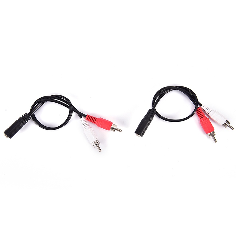 (LUCKID) Adapter Konverter Jack Audio Headphone 2-RCA Male Ke 3.5mm Female Aux