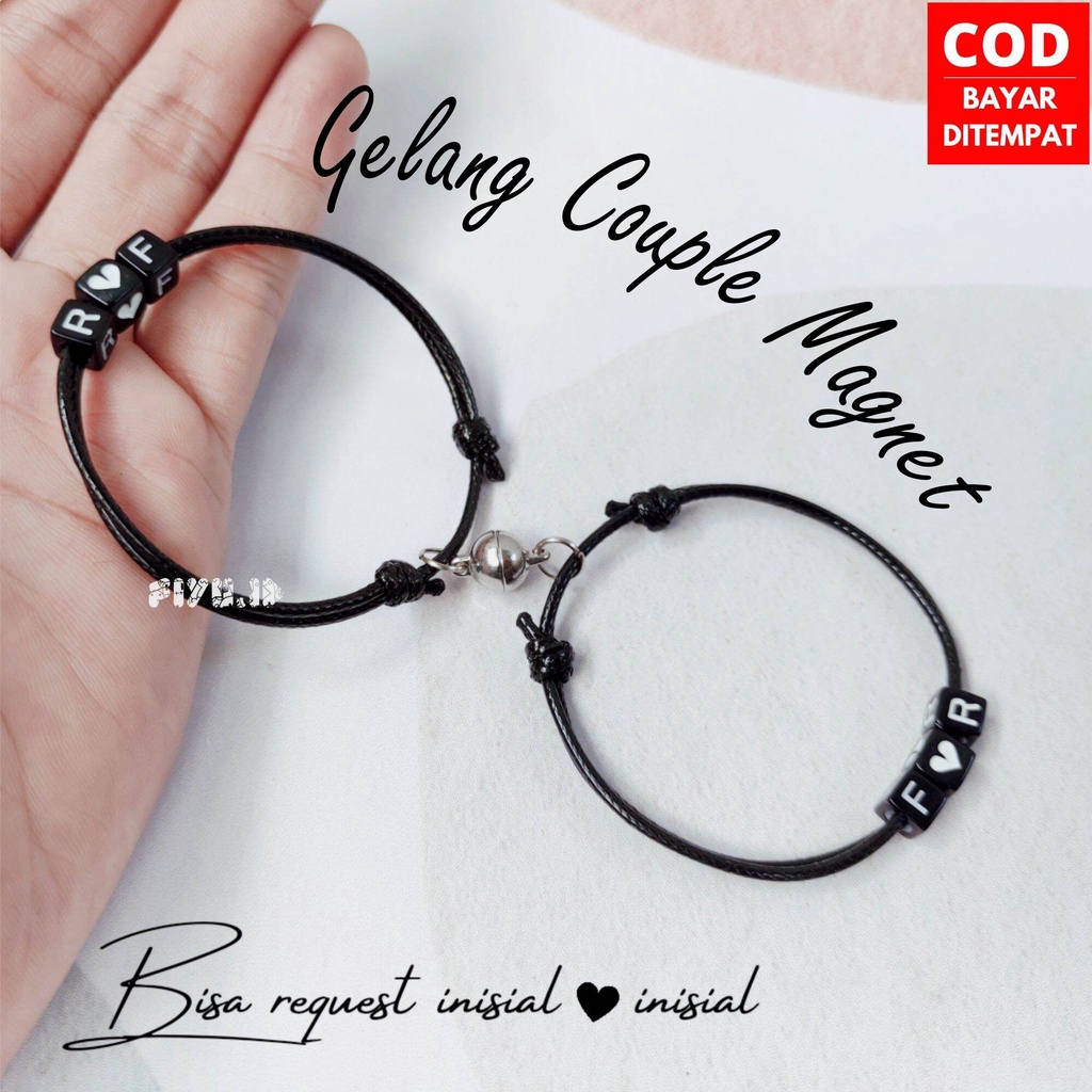 GELANG COUPLE MAGNET INISIAL LOVE GELANG MAGNET MURAH BISA REQUEST HURUF