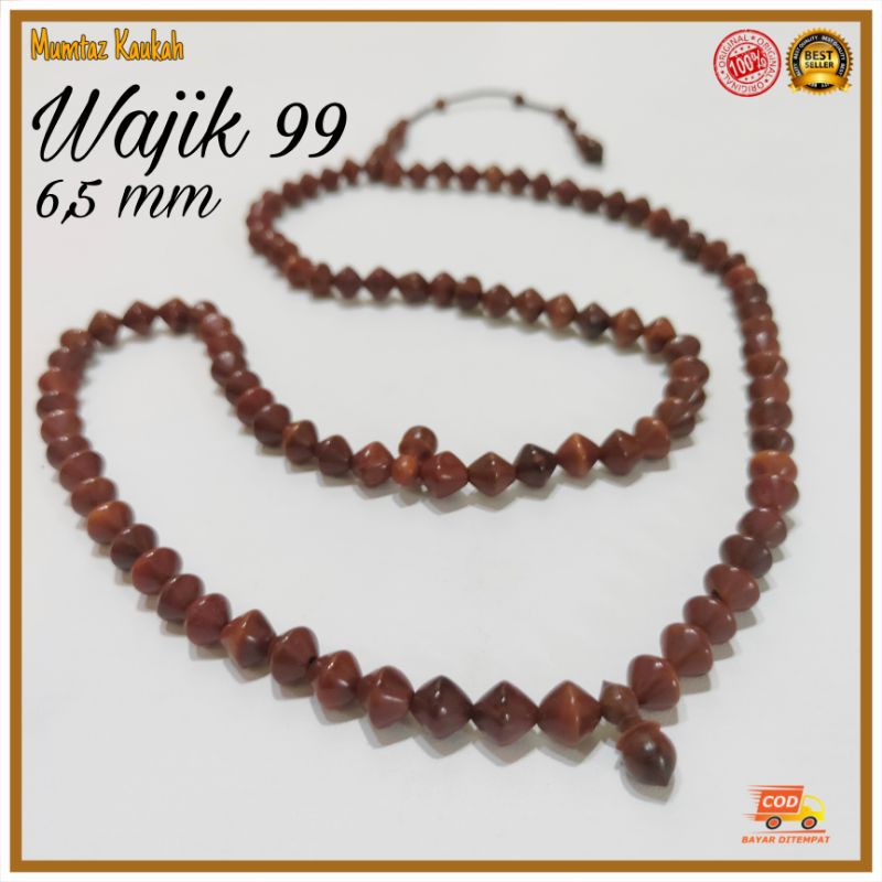 Tasbih kauka kaukah 99 wajik 6,5 mm coklat original kokka koka kaokah kauka