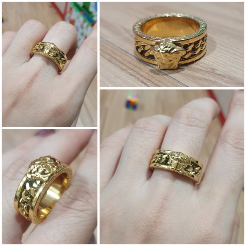 Cincin Titanium asli Premium Quality Anti karat Anti Alergi Ring Stainless steel Versacex Gold l 929