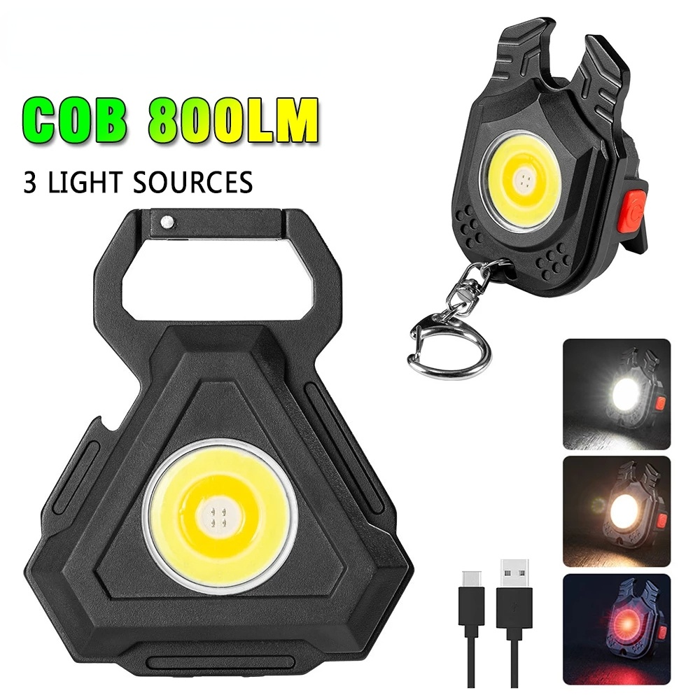 Lampu Senter LED COB Mini Anti Air IP64 Charge USB Dengan Gantungan Kunci Untuk Camping