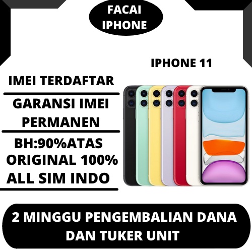 Jual IPhone 11 64GB/128GB/BH:90%atas BEKAS/SECOND/ORIGINAL/LIKE NEW 99% ...