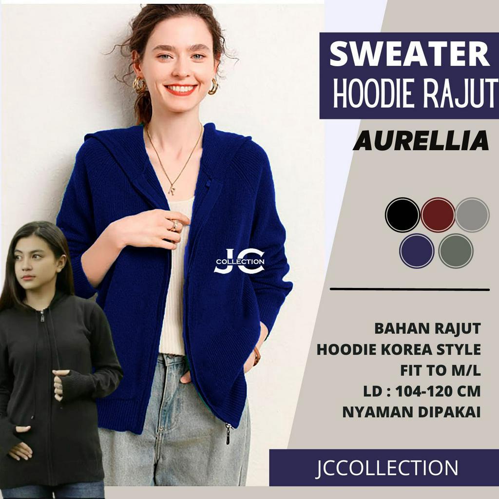 Jaket Hoodie Rajut Roundhand Aurell Ariiel Sweater Jempol polos- JCCollections