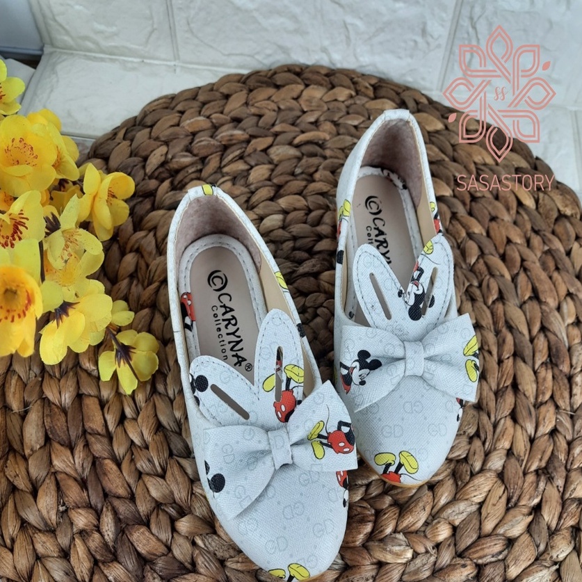 SEPATU PESTA FLATSHOES ANAK PEREMPUAN MICKEY 3 4 5 6 TAHUN IA01