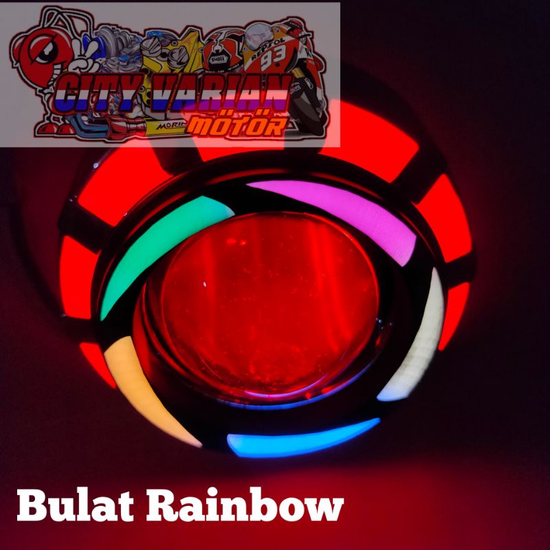 Lampu Depan Projie Besar Rainbow 3.5inc Universal Motor Mobil Vixion Nmax Aerox PCX Vario new Mio