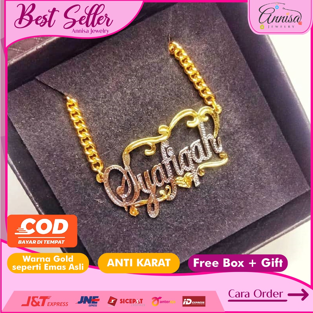 PROMO KALUNG NAMA GOLD LAPIS EMAS 23 K GRAFIR FASHION MALAY (KLN-117)