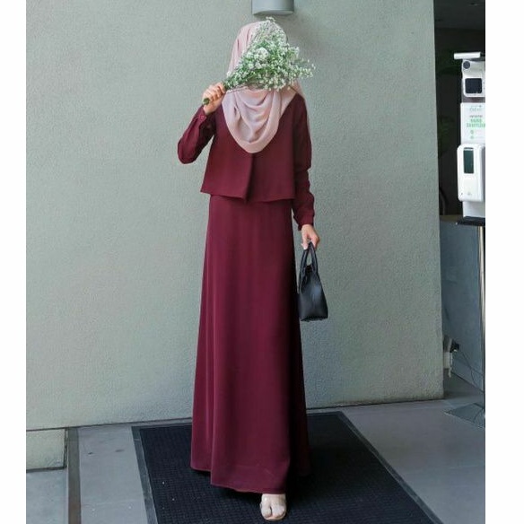 NAIMA DRESS EVOLVERE | Gamis Syari polos layer depan Bahan Sahara Platinum