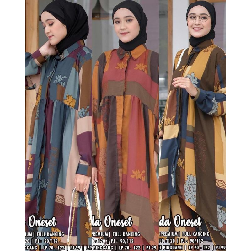 AMANDA ONE SET | DAILY SET | ATASAN MUSLIM WANITA (bahan Prada Crepe)
