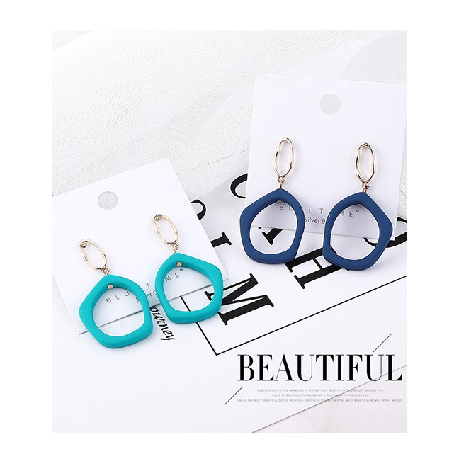 LRC Anting Tusuk Fashion Alloy Scrub Spray Elliptical Ring Earrings Y6186X