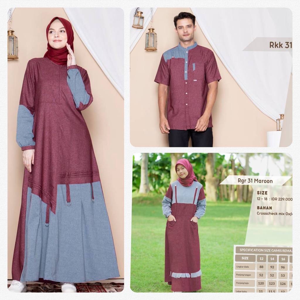 Rauna Couple / Gamis &amp; Koko / GD-31 Marun / Fashion Muslim