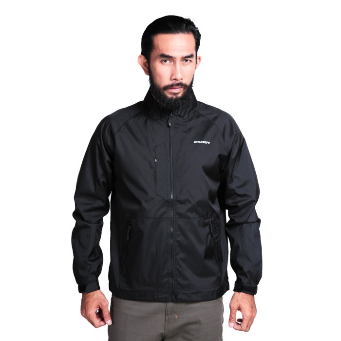 motor-jaket- eiger harvey rd windproof jacket - hitam,m -jaket-motor.