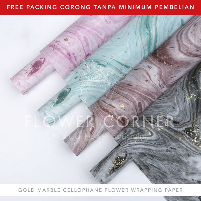 

5 LEMBAR Gold Marble Cellophane Flower Wrapping Paper Kertas Buket Bunga (FW005)