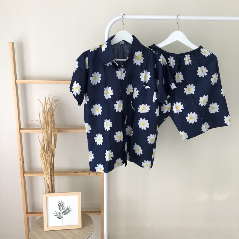 hirafa - [Part 1] One Set Setelan Atas Bawah Full Kancing / Baju Santai Tie Dye / Baju Wanita Pria