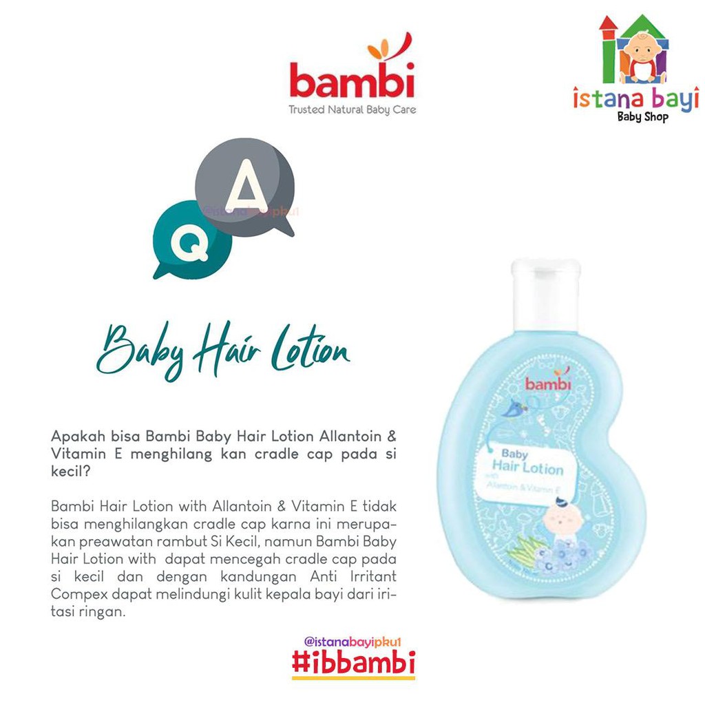 Bambi Hair Lotion 100 ml/baby hair lotion/lotion rambut/minyak rambut bayi