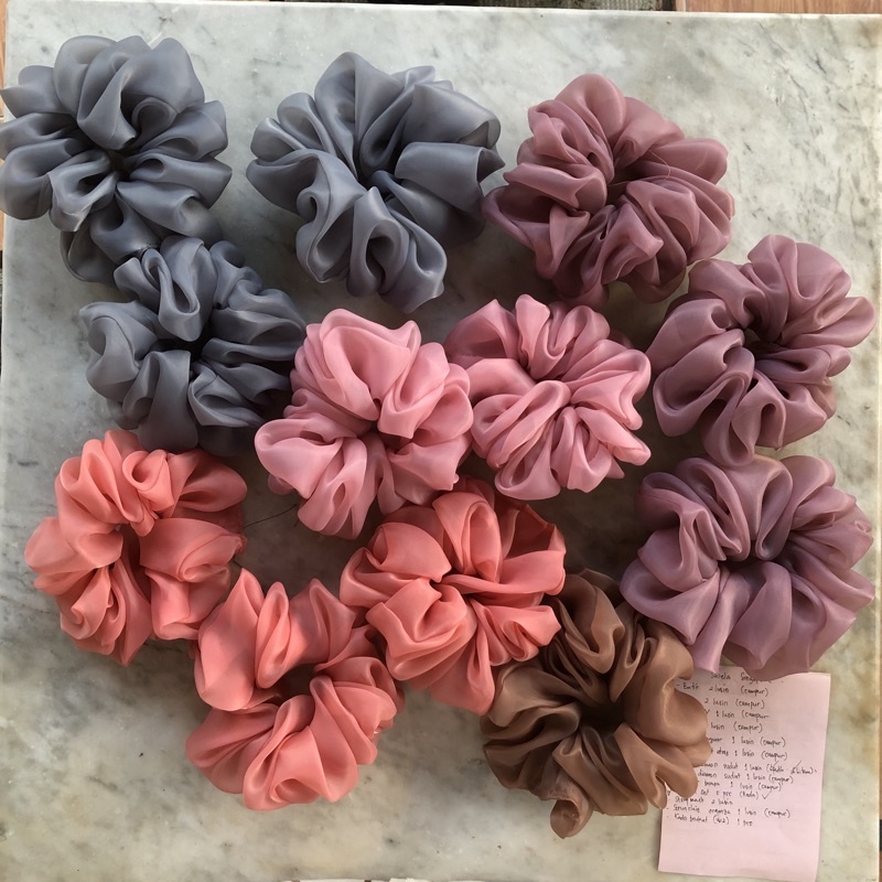 [FREE POUCH] Scrunchies organza ❤️ ikat rambut lucu ❤️ gemes murah organza