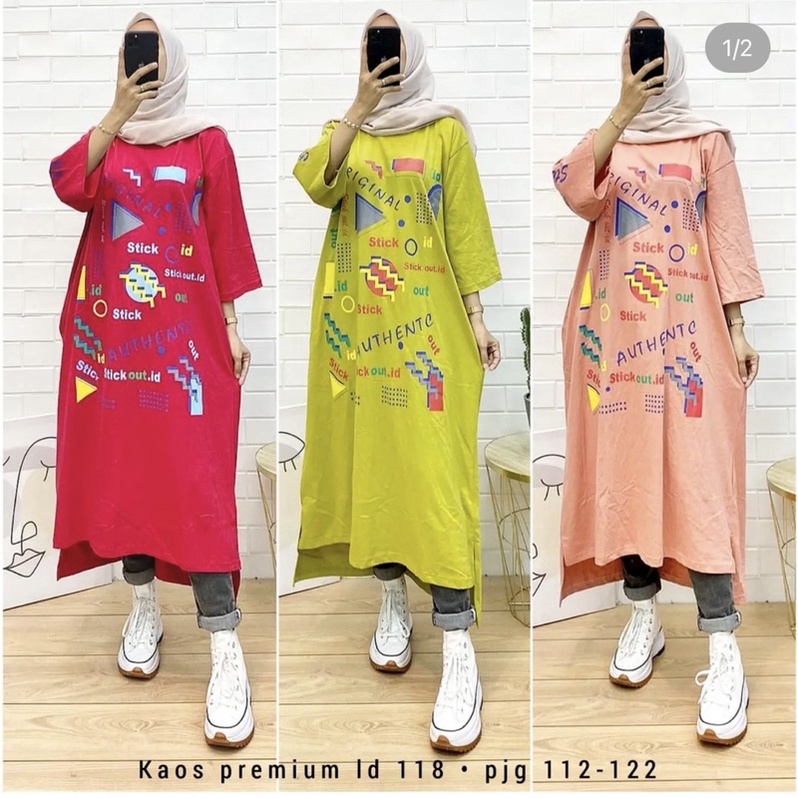 ori midi kaos babyterry kaos viral kaos tumblr kaos karakter dress long tunik