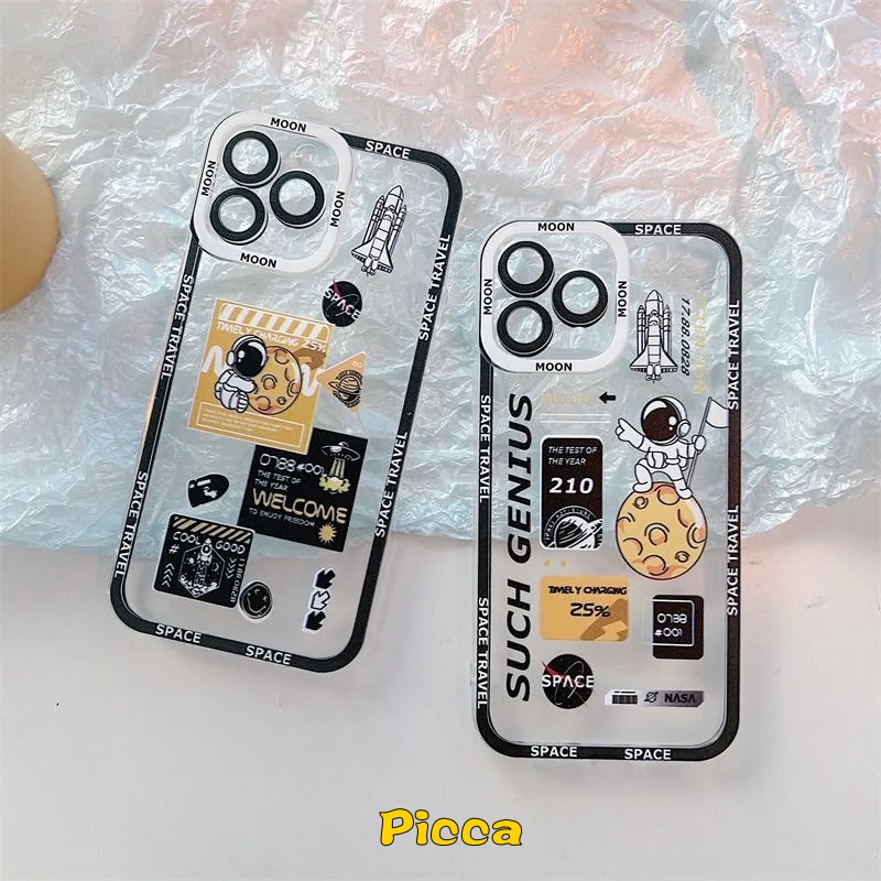 Soft Case Transparan Desain Astronot Nasa NFC Untuk Xiaomi Redmi Note 9 8 10s 9s 11s 9 10 11 Pro Max Plus Redmi 10A 9 10 9C 9T 10C 9T 9C 9C M4 M3 X3 Pro