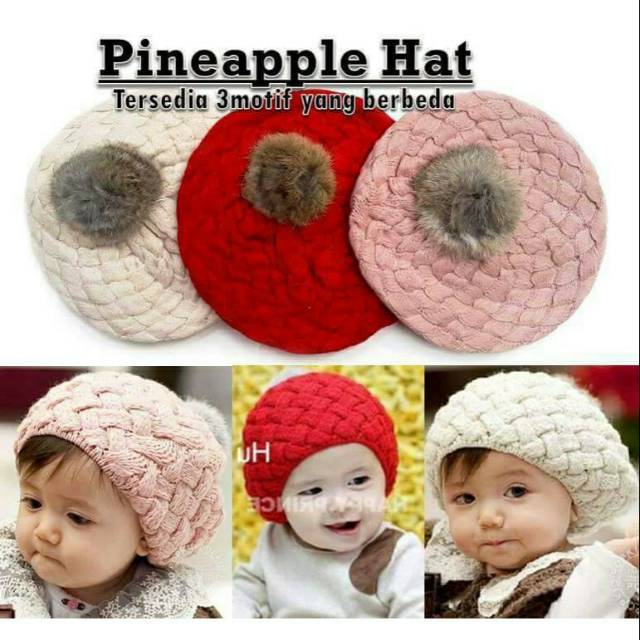 TOPI BAYI PINEAPPLE HAT TOPI NANAS KUPLUK BAYI KOREAN HAT TOPI ANAK KUPLUK RAJUT TOPI BAYi kupluk