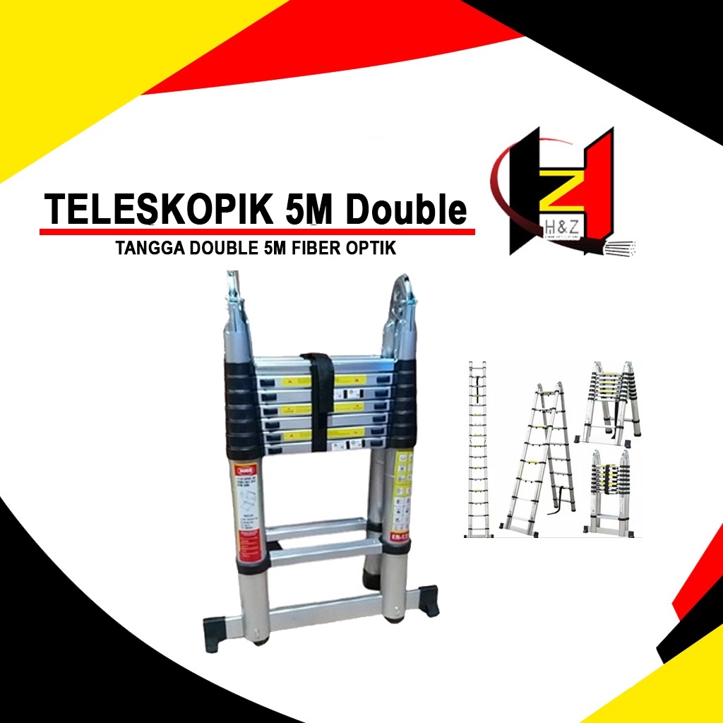 Tangga Lipat 5 Meter Aluminium / Tangga Teleskopik 5M Double