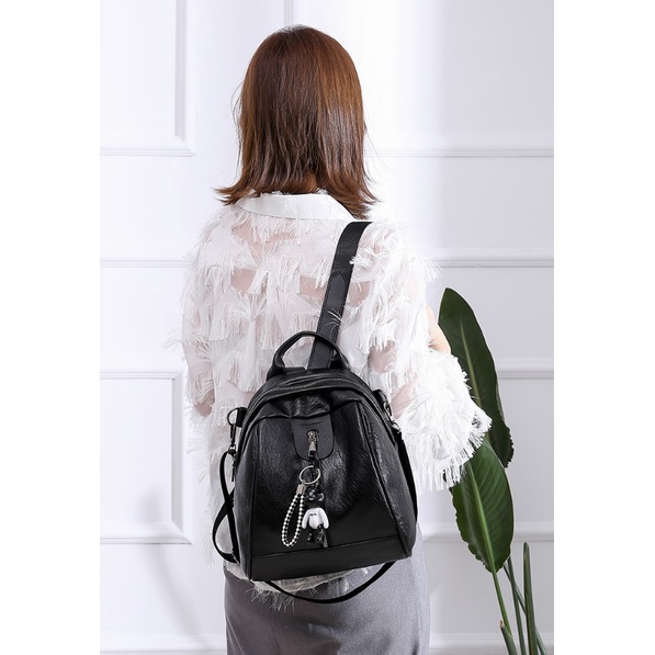 BJ27032 - BLACK/BROWN - TAS RANSEL PUNGGUNG BACKPACK TAS SEKOLAH KULIAH TAS WANITA FASHION IMPORT MODIS ELEGAN TERMURAH TERLARIS TERBARU BAGSTORE JAKARTA TAS BATAM GT1810 JKT LT1676 VC84111 DJ2854 JT7032 EL689 BQ2555 CR7224