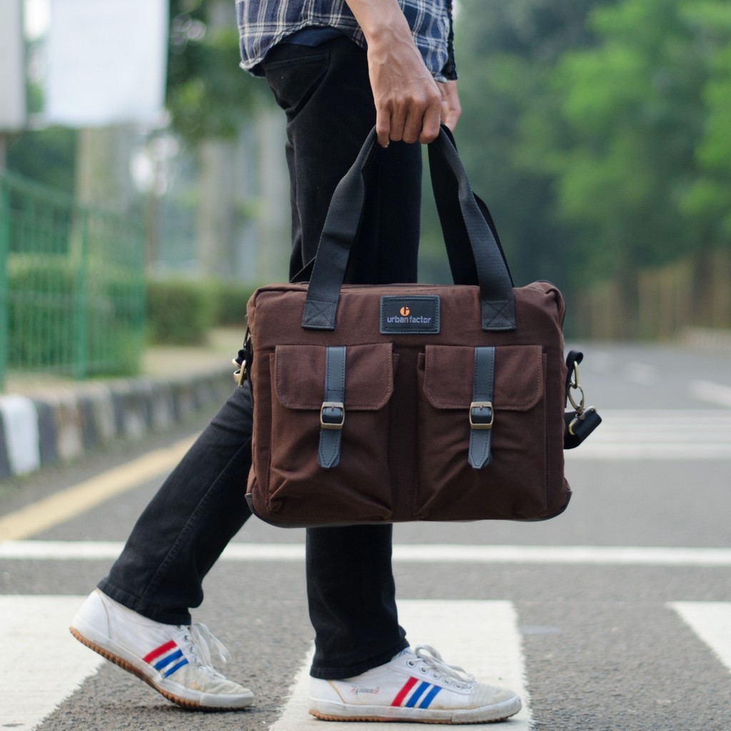 Busy Brown | Tas Slempang Laptop Messenger Pria Wanita Slingbag Original Baru | Urban Factor FORIND