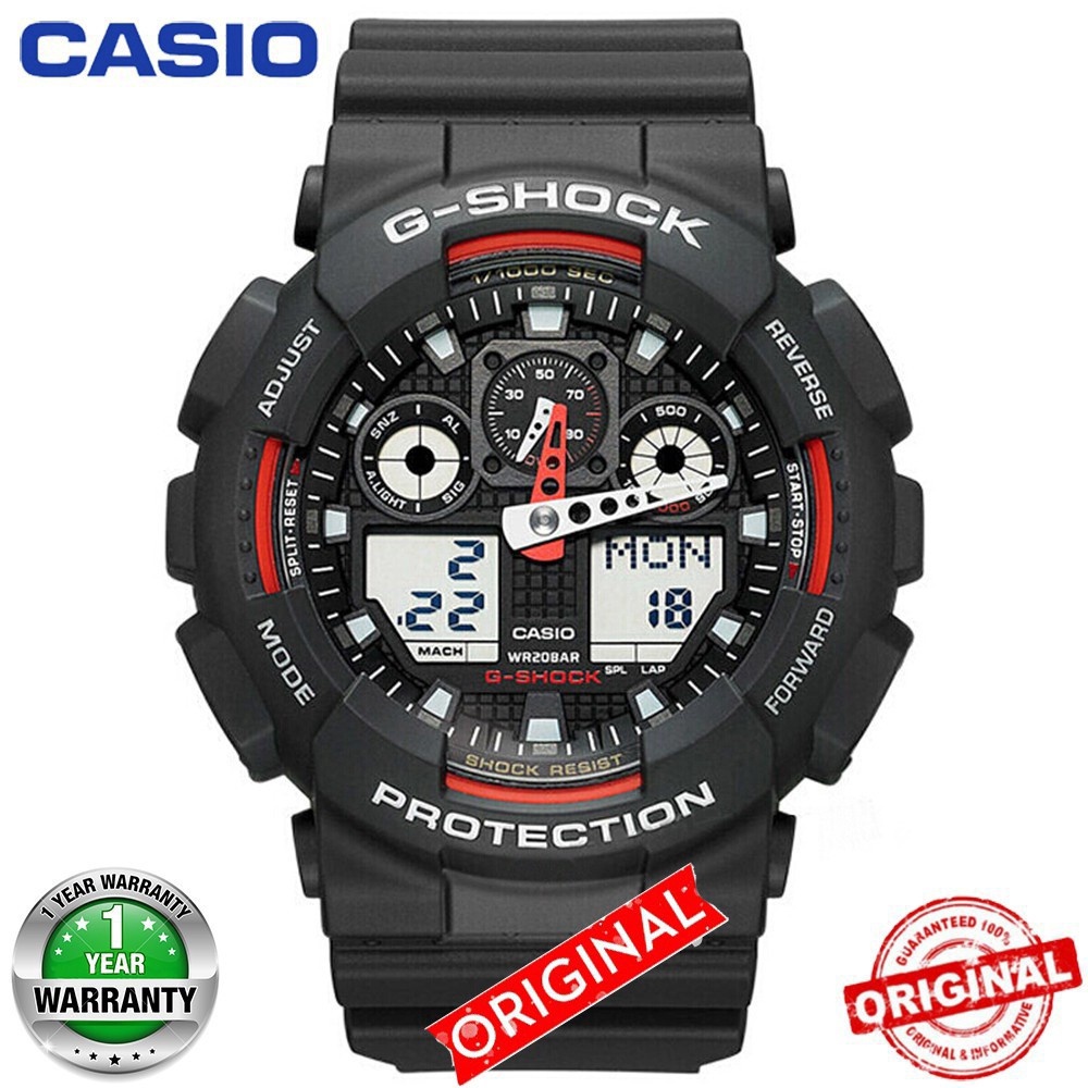 GShock GA100 Jam Tangan Pria Tahan Air Olahraga Jam Tangan Biru Tentara GA-100CM-8A gshock Tahan Air +box