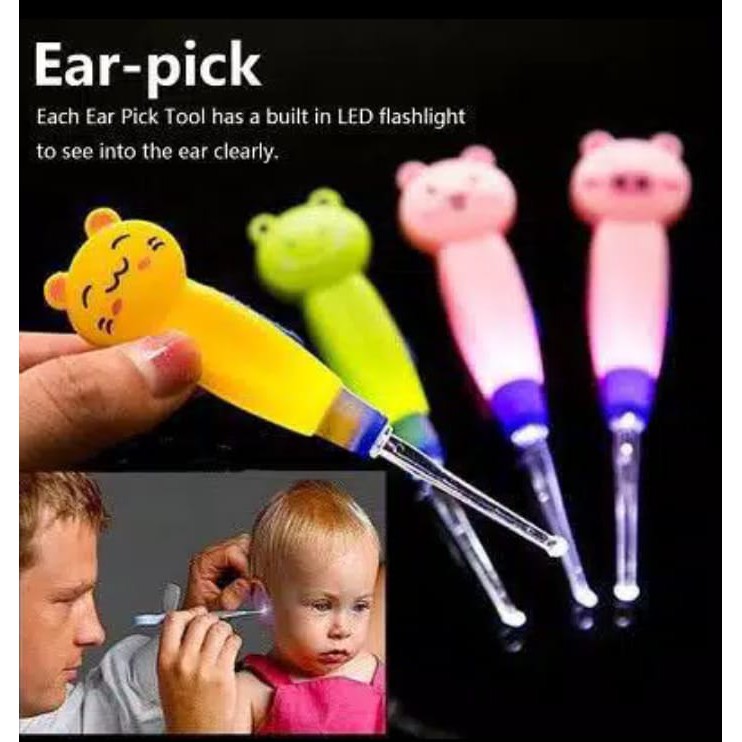 Earpick cartoon LED cute animal korek telinga