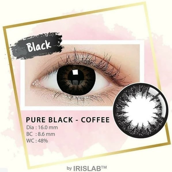 Softlens PURE BLACK DIA 16.00mm MINUS (-3.25 s/d -6.00)  Big Eyes 16mm / Soflens Normal/Lensa  Kontak/BS