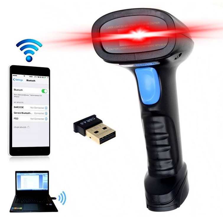 Grab Medan Bluetooth Barcode Scanner BarcodeScan Kasir Infrared Taffware YK-BW3 - Black