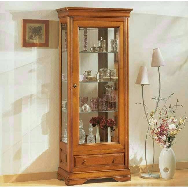 Lemari pajangan jati jepara almari kaca rak buku minimalis murah