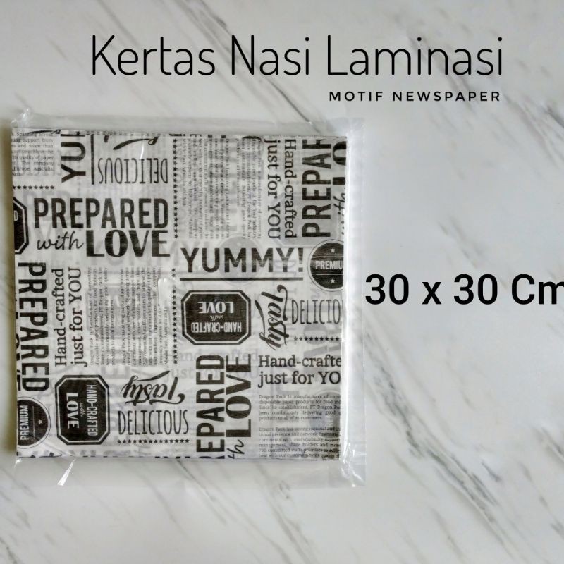 

Kertas Nasi Laminasi 30 x 30 cm Motif Koran Printing Anti Lengket